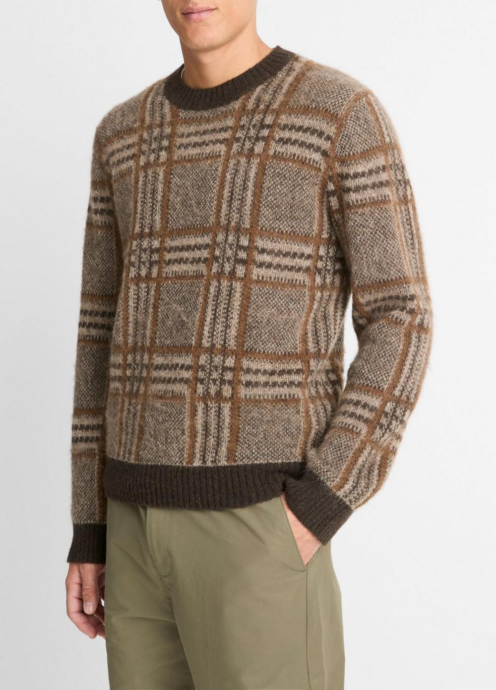 Brushed Glen Plaid Crew Neck Sweater Product Image