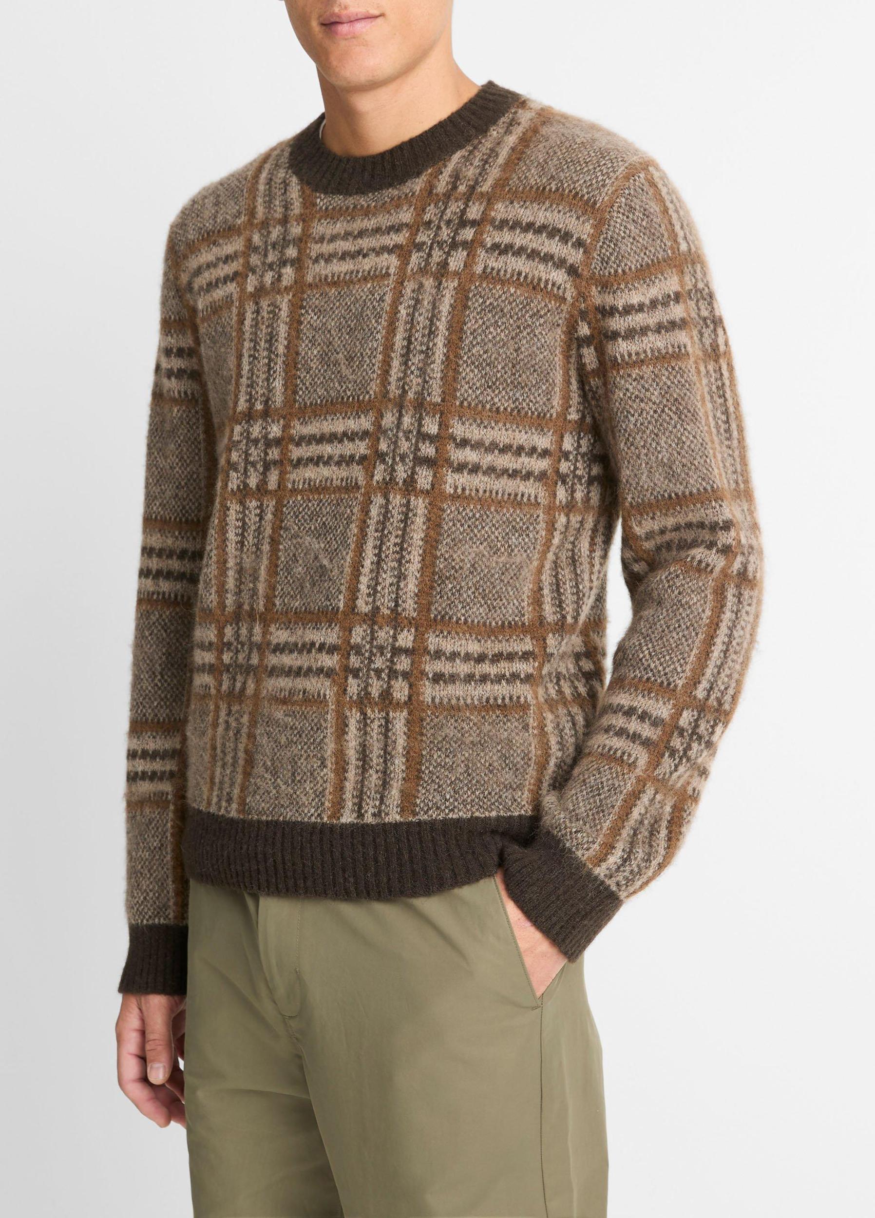 Brushed Glen Plaid Crew Neck Sweater Product Image