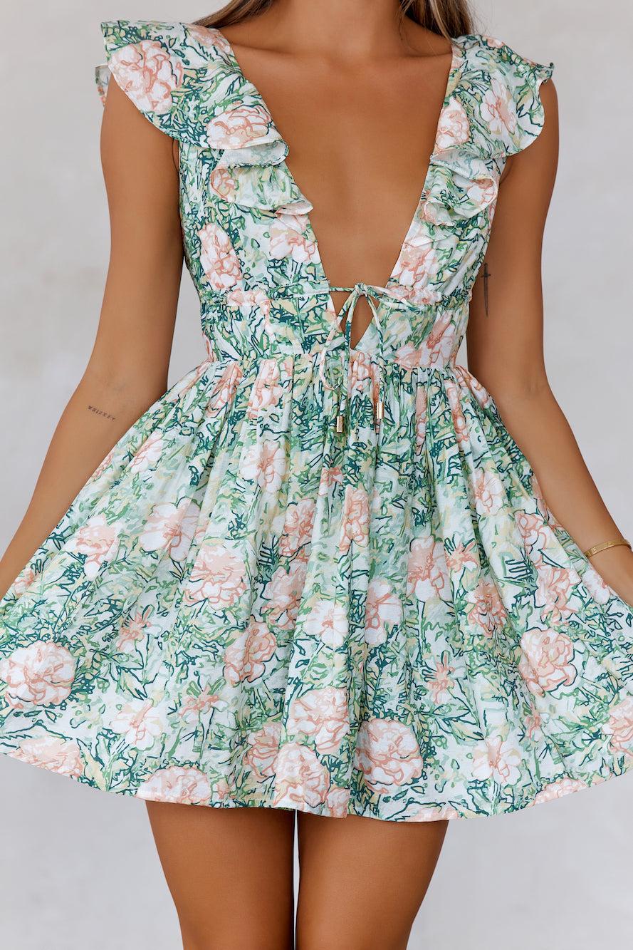 Natural Splendour Mini Dress Green Product Image