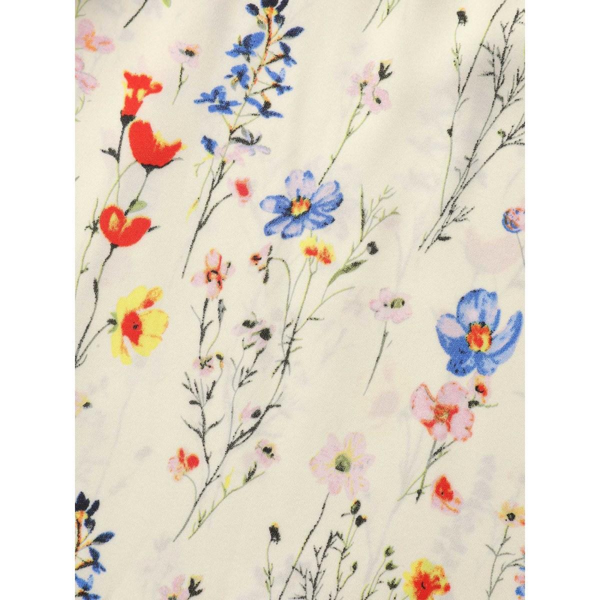 Plus Size Beige Branch Floral Print Notched Collar Blouse Women Timeless Short sleeve Notched collar Elegant Blouses BloomChic 10/M Product Image