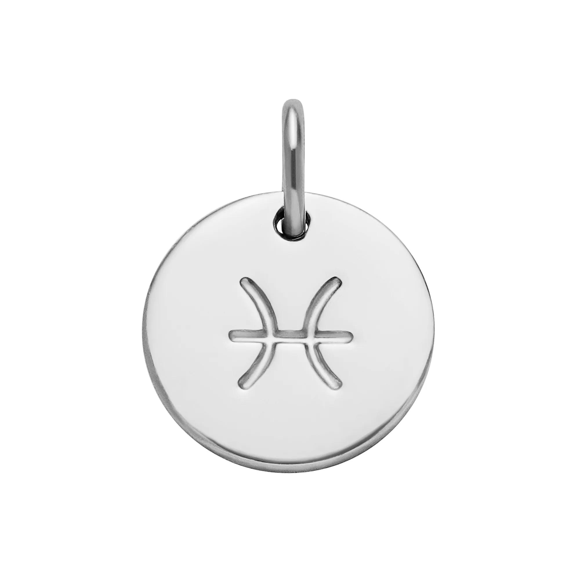 PRIMROSE Sterling Silver Etched Zodiac Disc Charm, Women's, Sterling Pisces Product Image