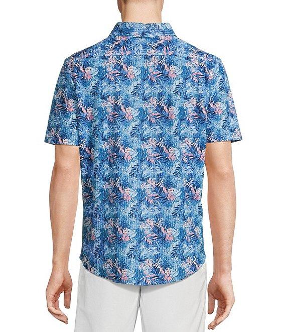 Cremieux Blue Label Tropical Leaf Pattern Seersucker Short Sleeve Coatfront Shirt Product Image
