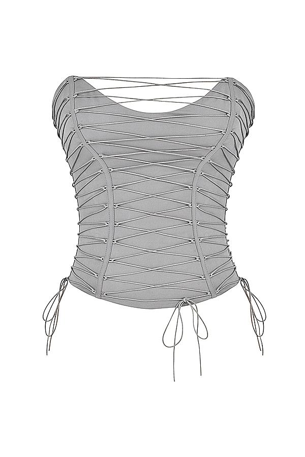 Mirabelle  smoke lace up corset - sale Product Image