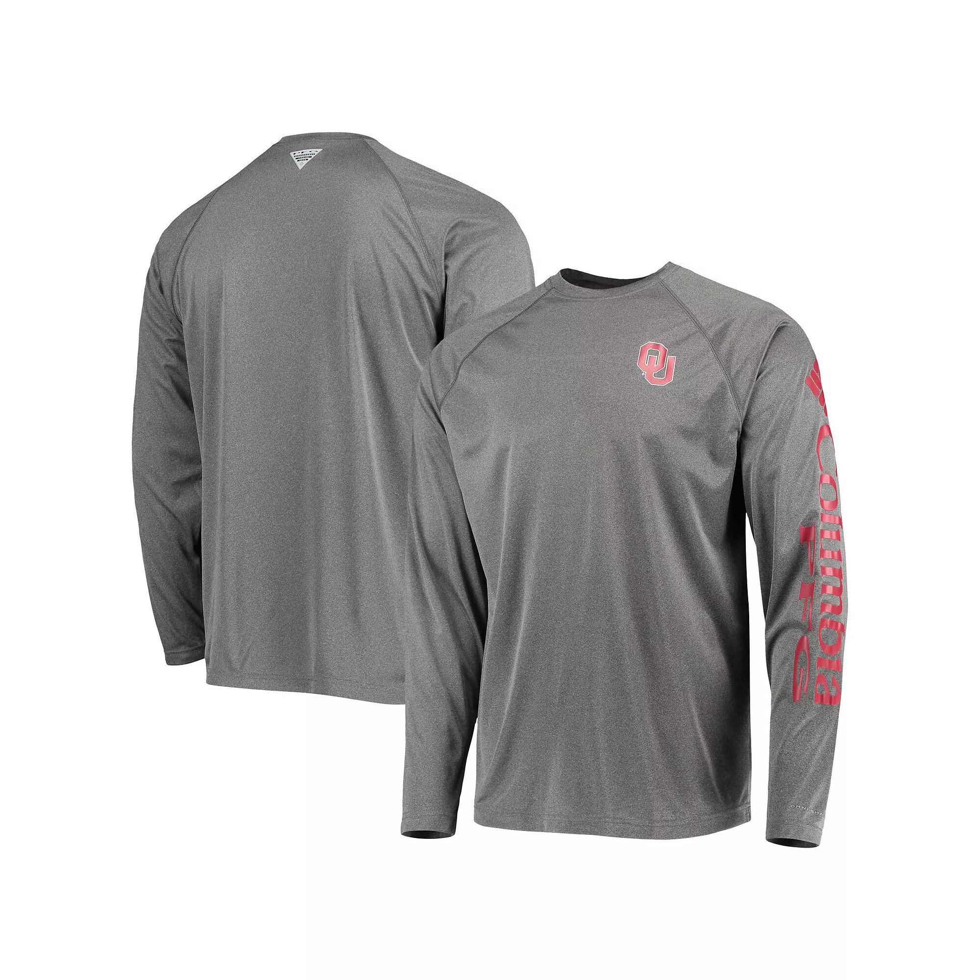 Men's Columbia Charcoal Oklahoma Sooners PFG Terminal Tackle Omni-Shade Long Sleeve T-Shirt,  Product Image
