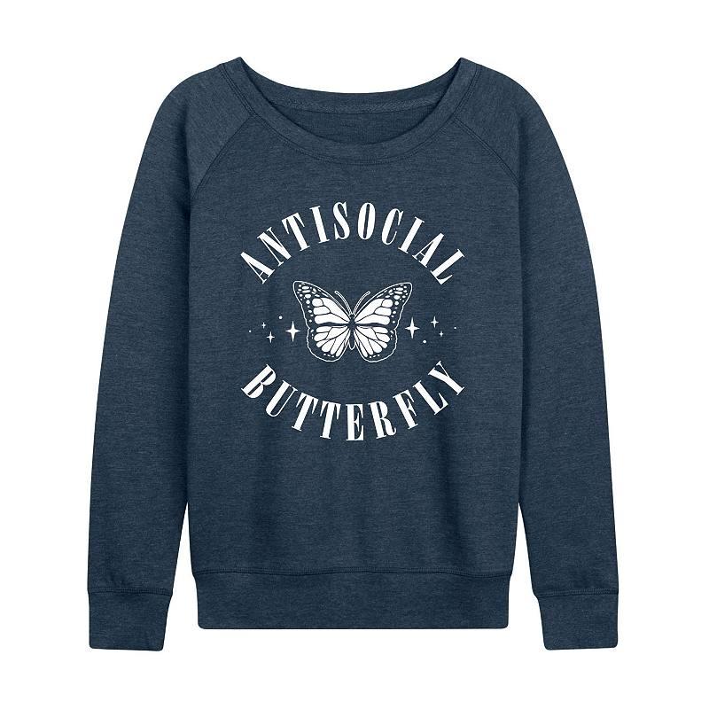 Women's Antisocial Butterfly Graphic Tee, Girl's, Size: XL, Grey Indigo Product Image