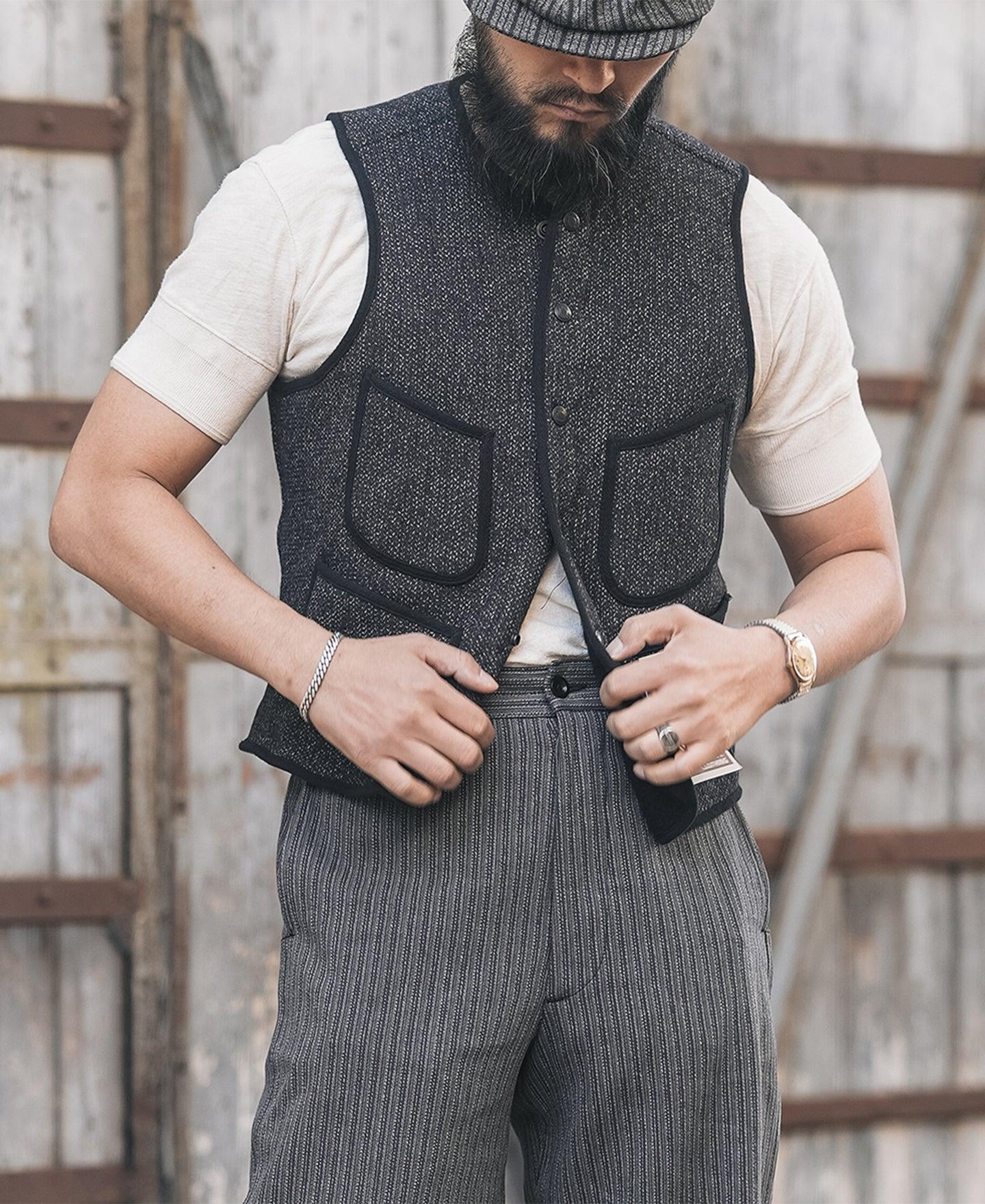 1930s Salt & Pepper Beach Cloth Wool Vest Product Image