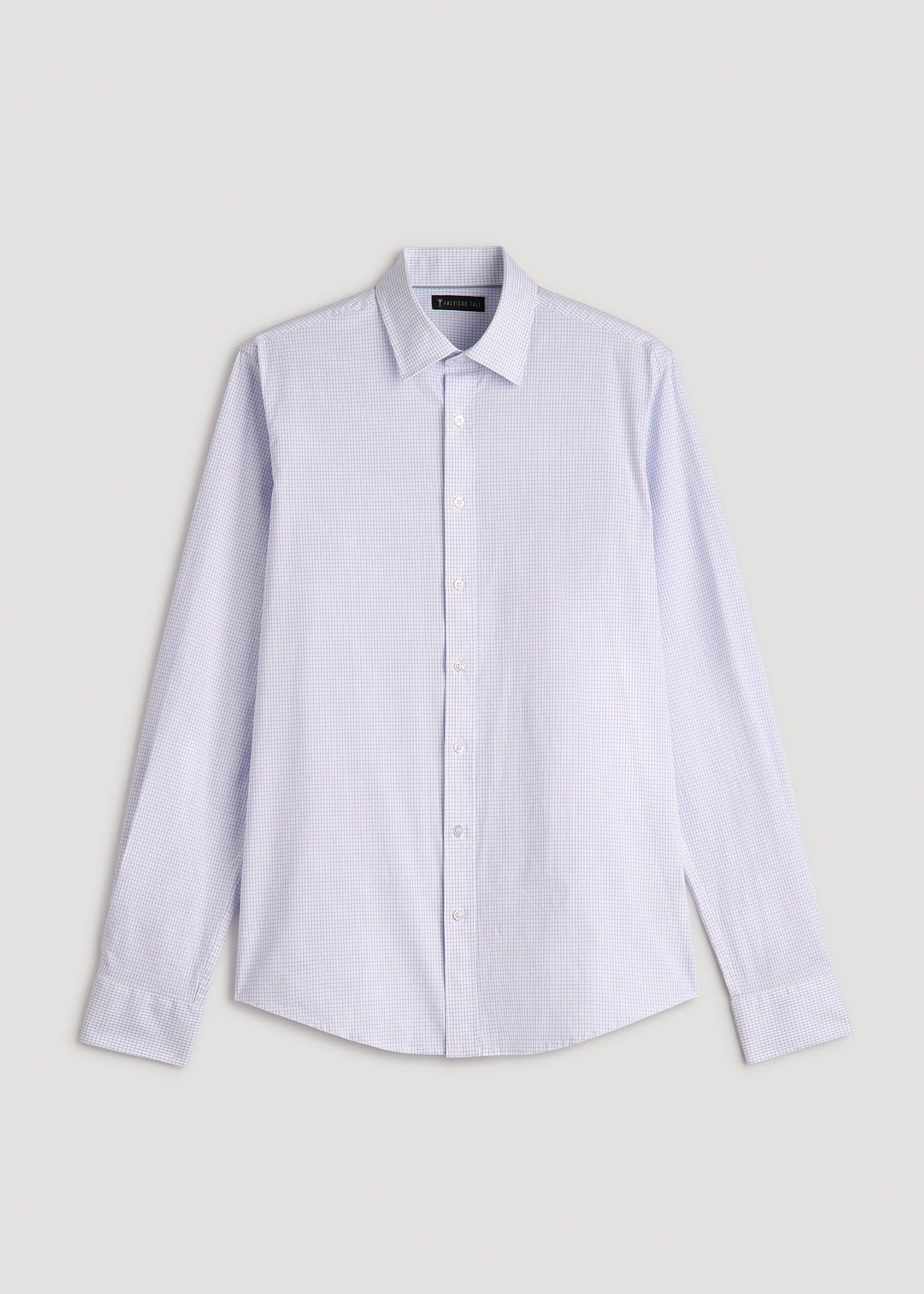 Oskar Button-Up Dress Shirt for Tall Men in Iris Mini Check Male Product Image