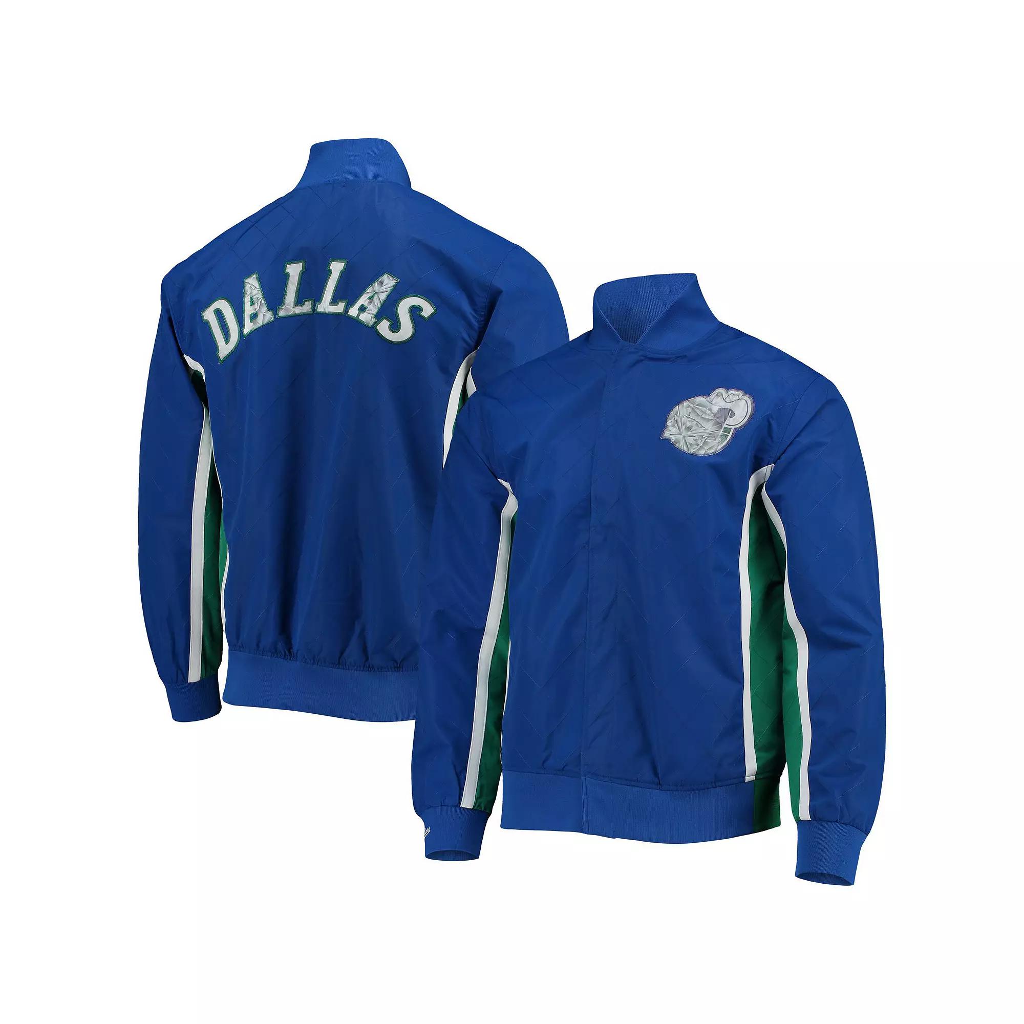 Men's Dallas Mavericks Blue Mitchell & Ness Hardwood Classics 75th Anniversary Authentic Warmup Full-Snap Jacket,  Product Image
