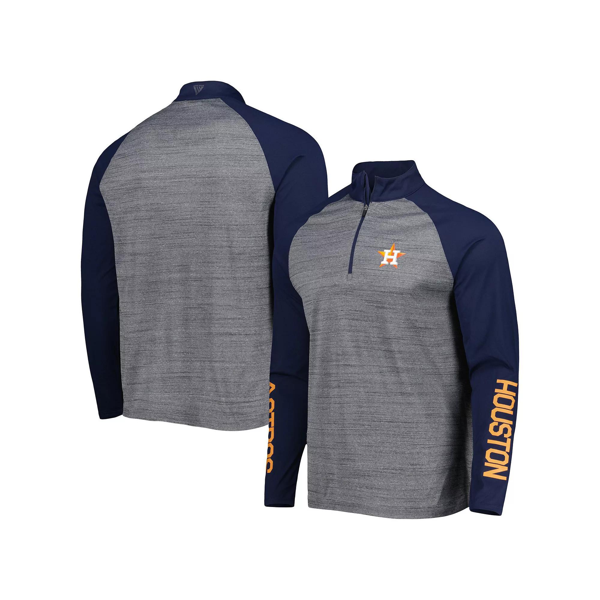 Men's Levelwear Heather Gray Houston Astros Vandal Raglan Quarter-Zip Top,  Product Image