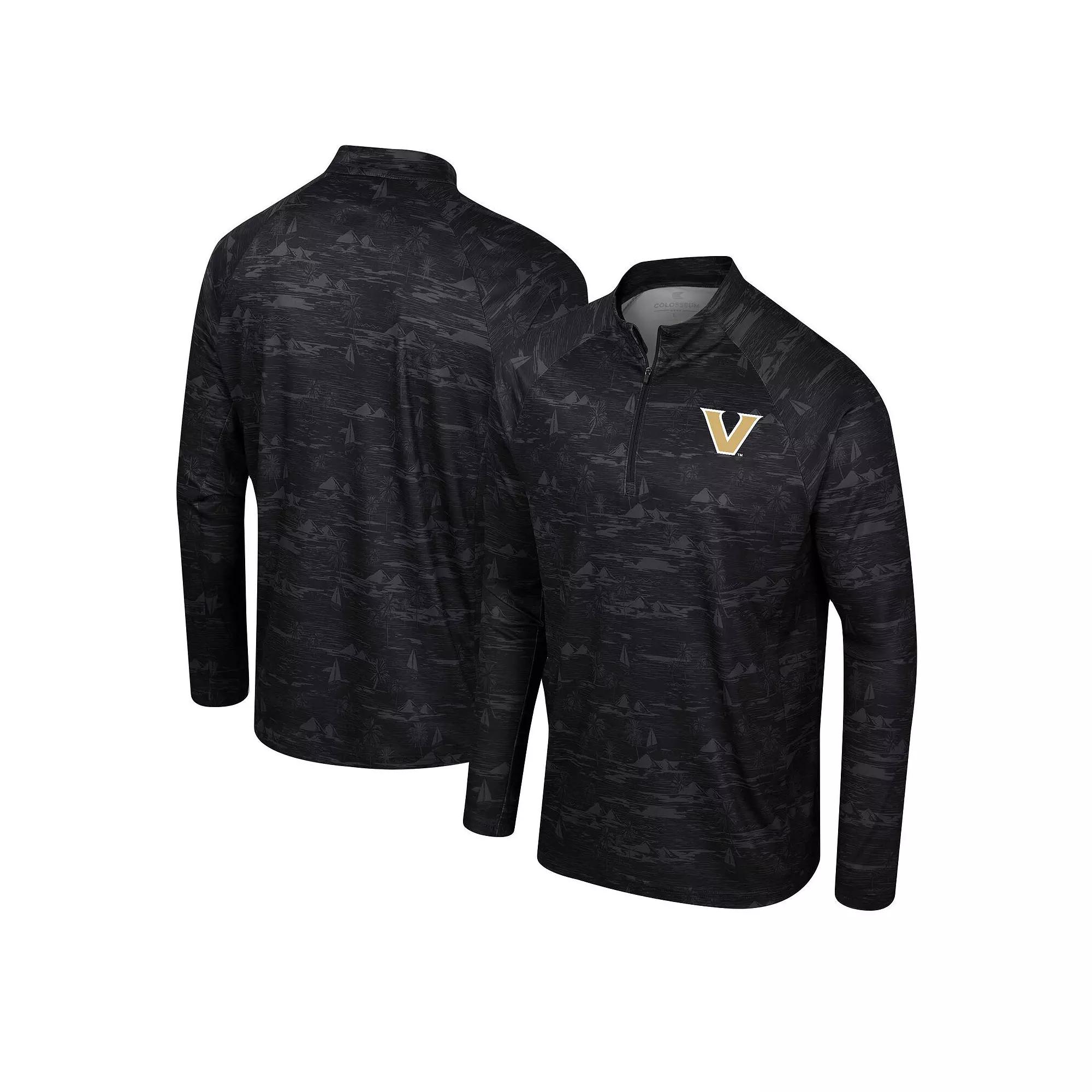 Men's Colosseum Black Vanderbilt Commodores Carson Raglan Quarter-Zip Jacket,  Product Image