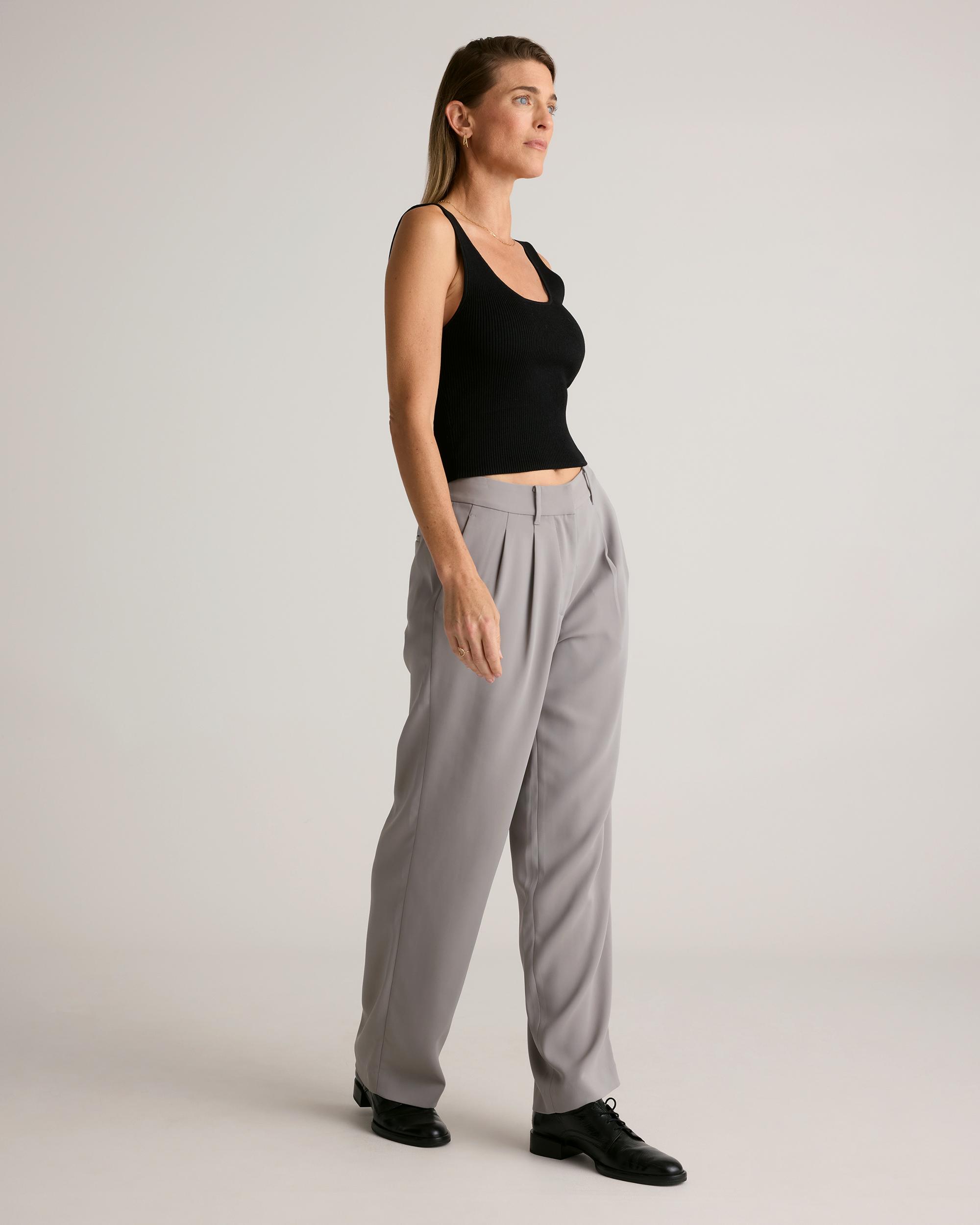 Quince | Women's Stretch Crepe Pleated Wide Leg Pants Recycled Polyester Product Image