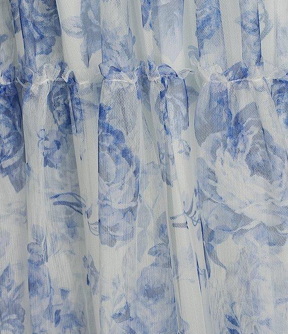 City Vibe Floral Tulle Square Neck Sleeveless Dress Product Image