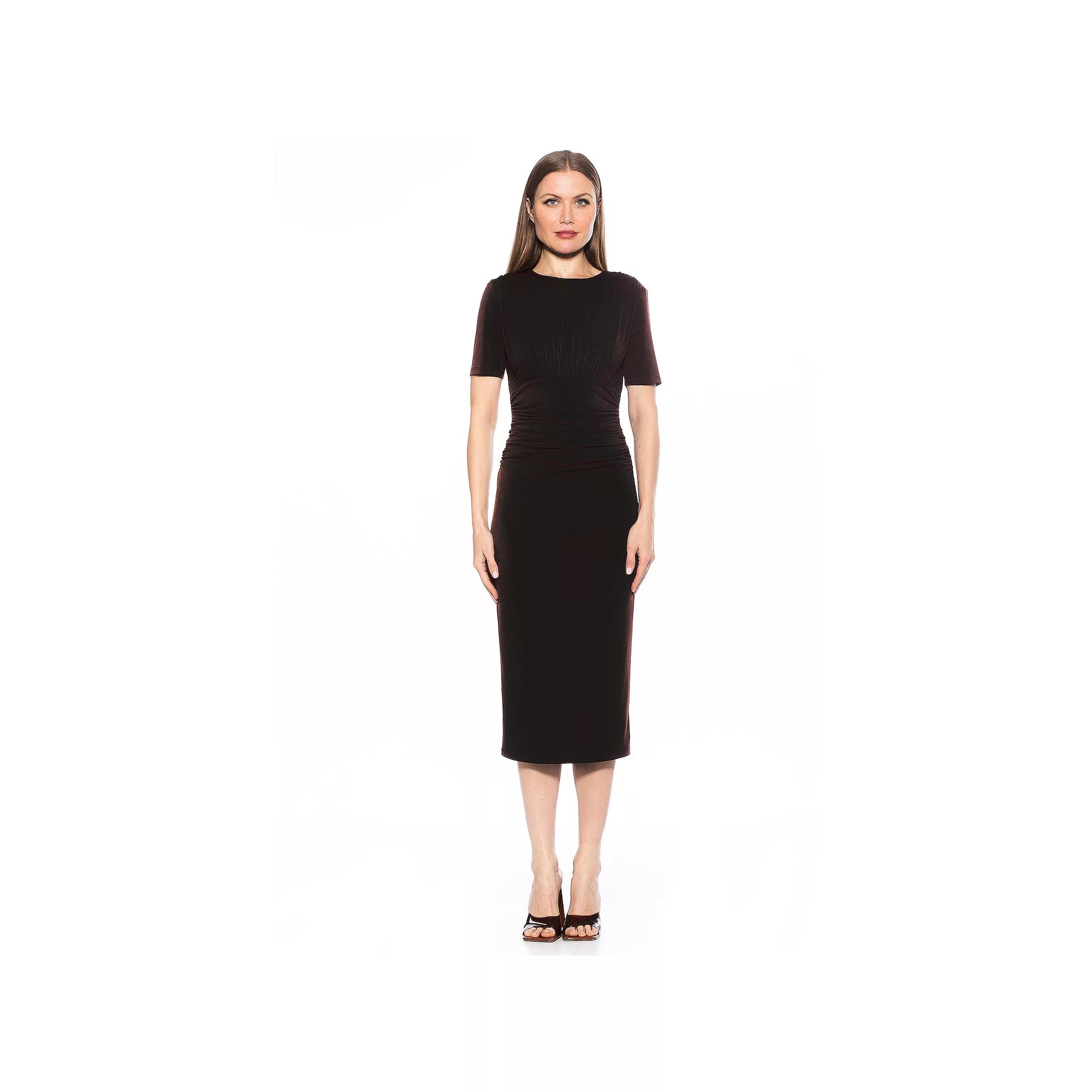 Women's ALEXIA ADMOR Keaton Draped And Ruched Midi Sheath Dress,  Product Image