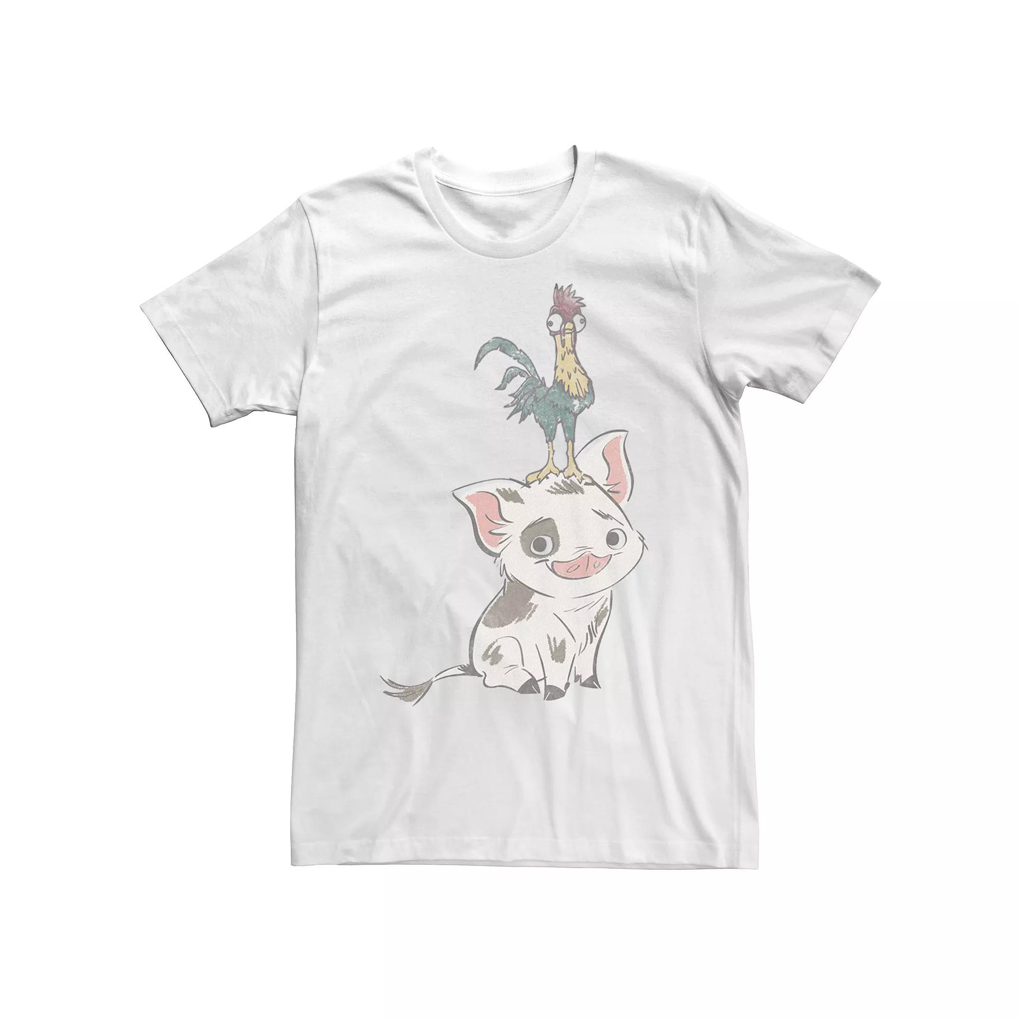 Disney's Moana Hei Hei On Top Of Pigs Head Men's Tee,  Product Image