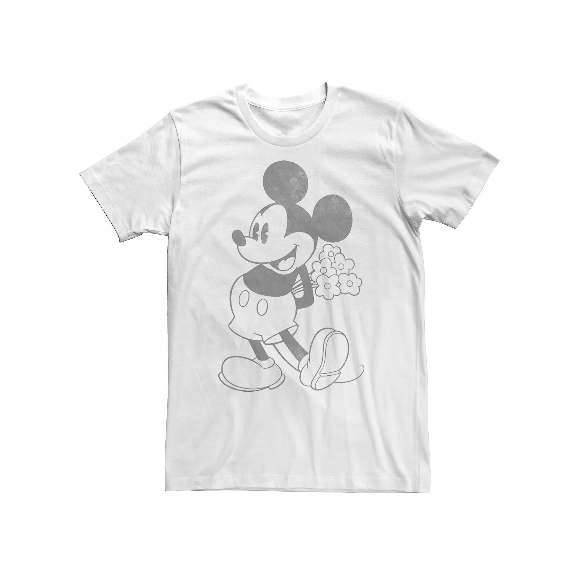 Disney's Mickey Mouse Men's Holding Flowers Vintage Portrait Tee,  Product Image