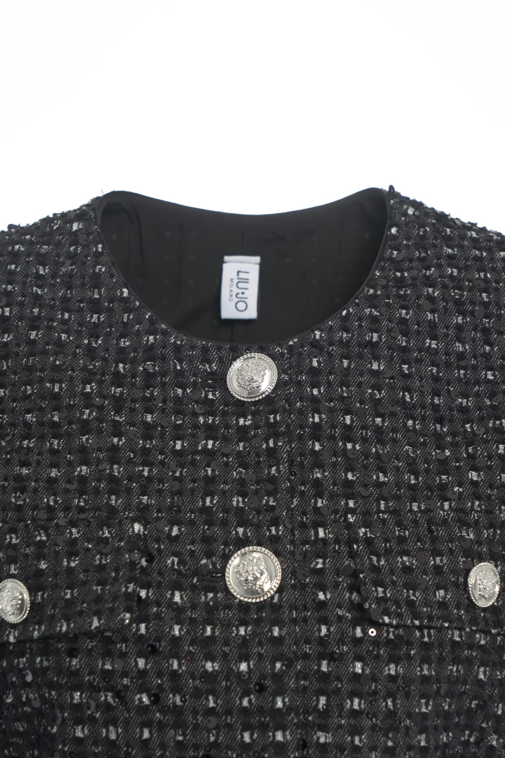 Cropped jacket with sequin application Product Image