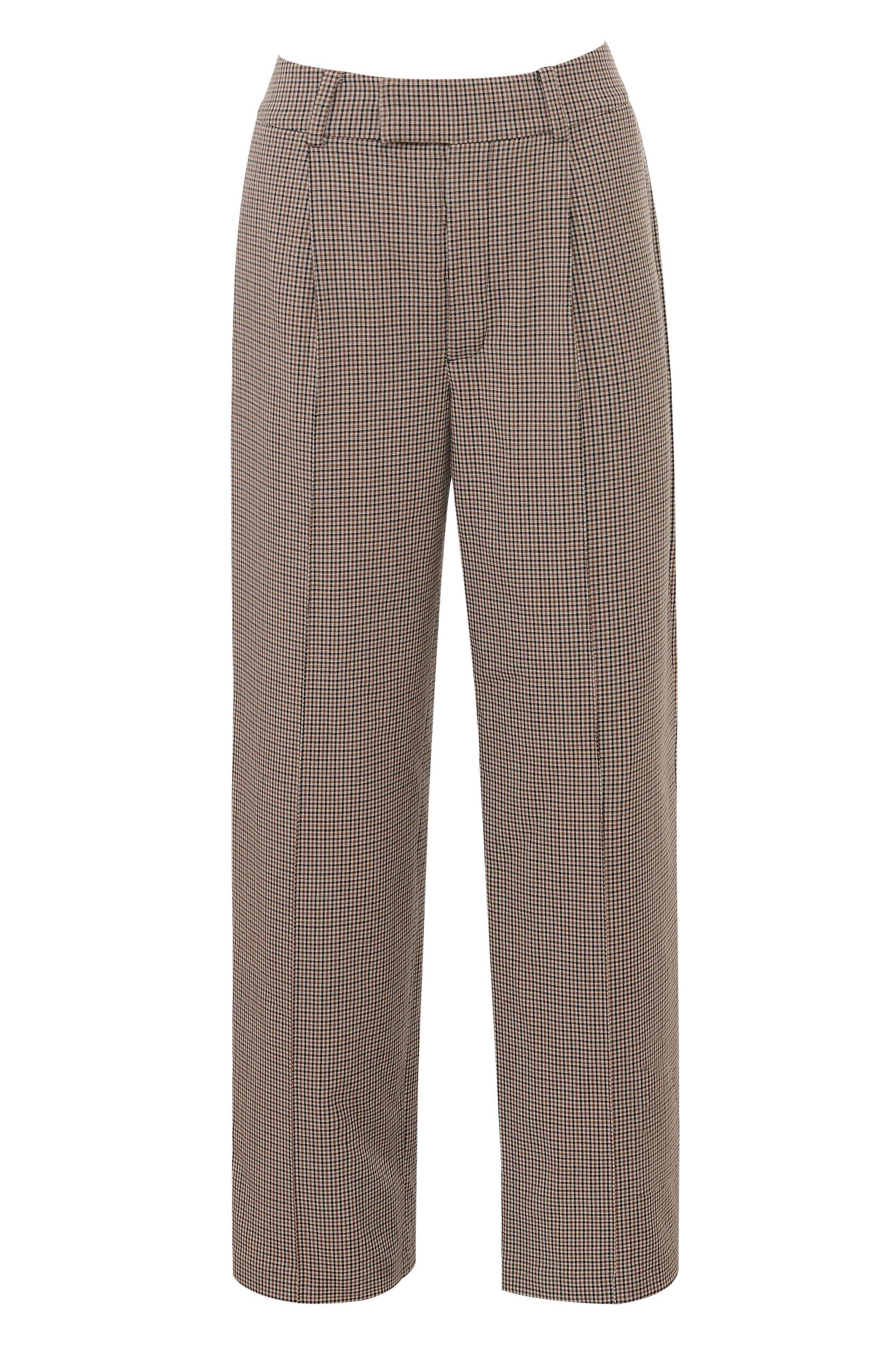 Hayden  brown puppytooth wide leg high waist tailored trousers Product Image