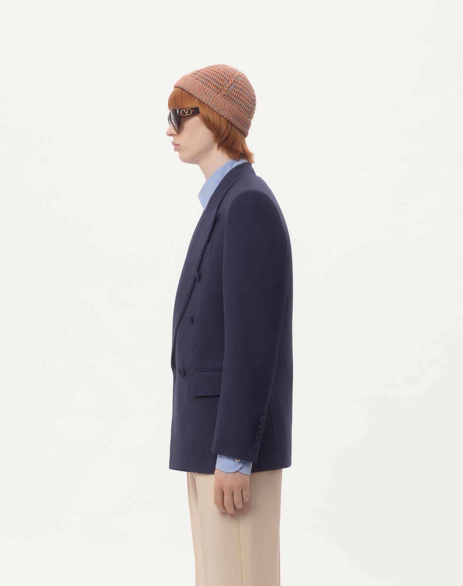 DOUBLE-BREASTED JACKET IN WOOL GABARDINE Product Image