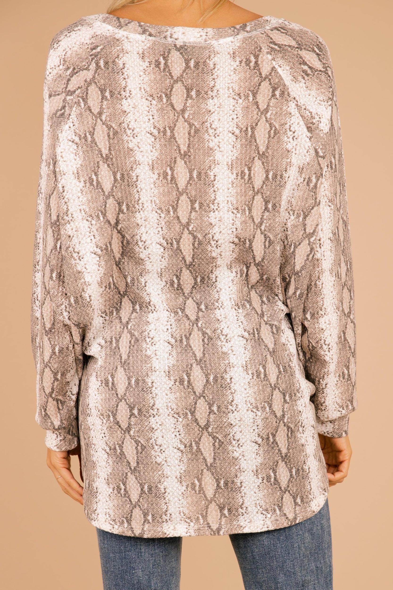 Easy Like Sunday Taupe Brown Snake Print Tunic Female Product Image