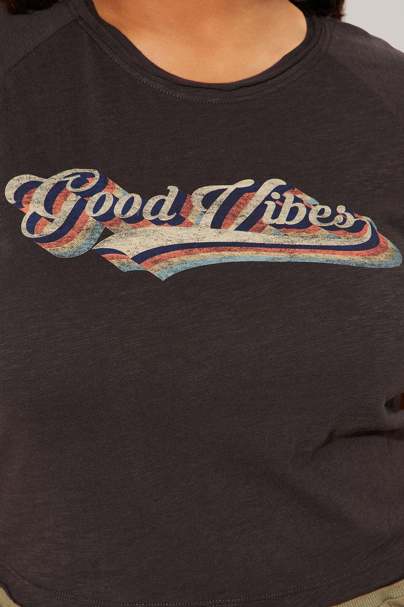 Good Vibes Raglan Tee - Black Product Image