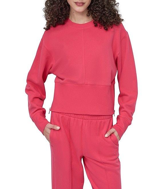 DKNY Sport By Donna Karan Coordinating French Terry Cropped Crew Neck Side Zip Pullover Product Image
