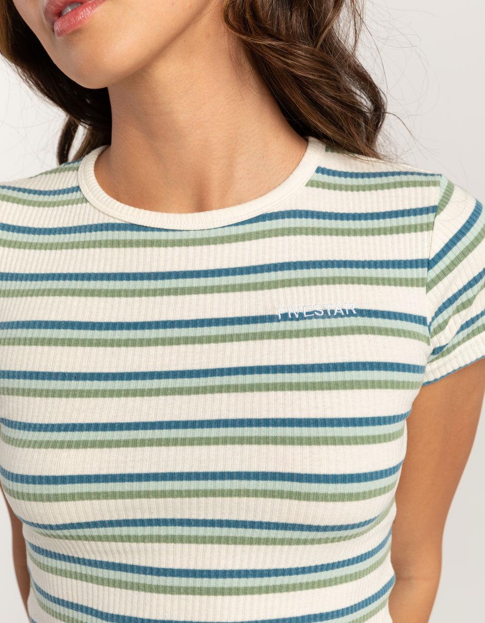 FIVESTAR GENERAL CO. Stripe Knit Womens Tee - WHITE COMBO Product Image