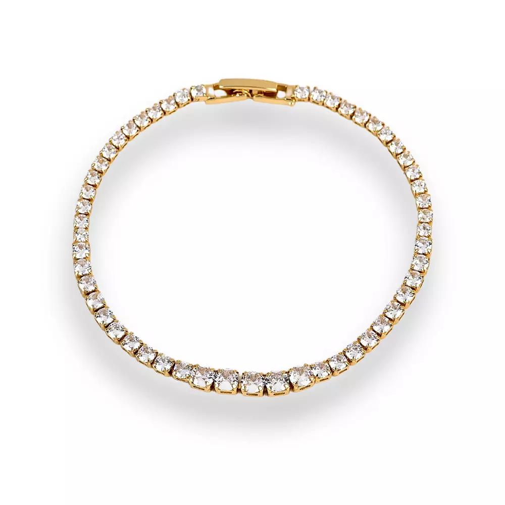 Danecraft Cubic Zirconia Tennis Bracelet, Women's, Size: 7, Gold Tone Product Image