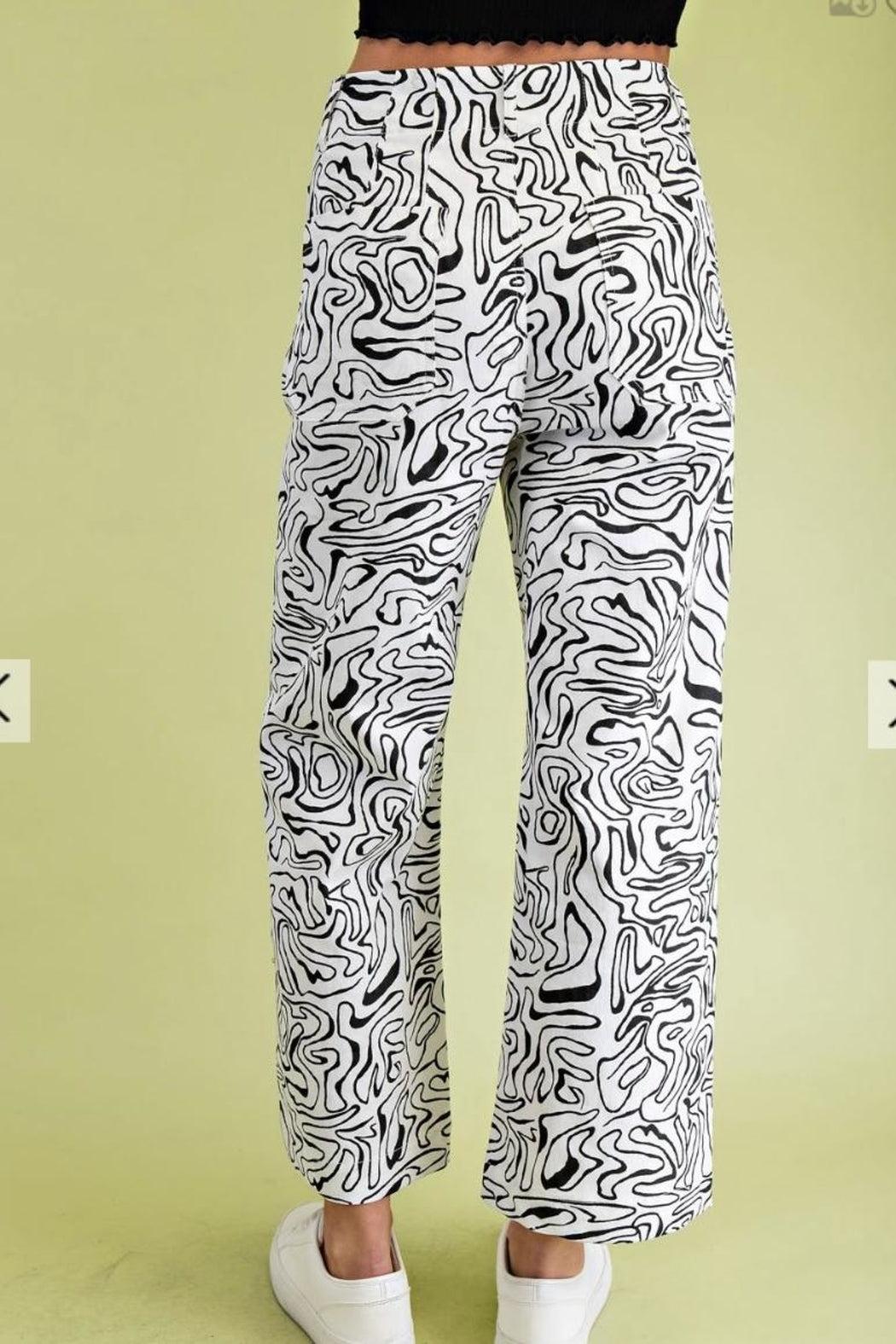 Pants, Retro Print Cropped Product Image