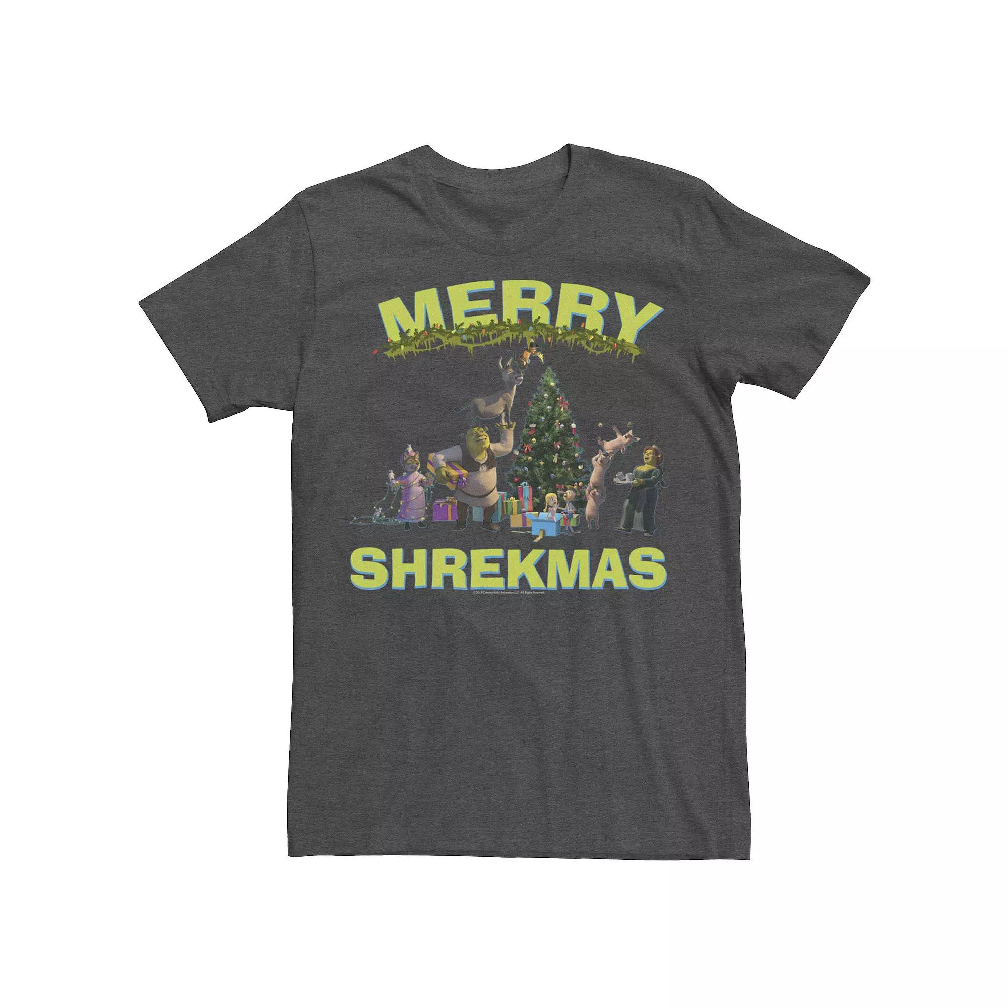 Men's Shrek Group Shot Friends Merry Shrekmas Tee,  Product Image