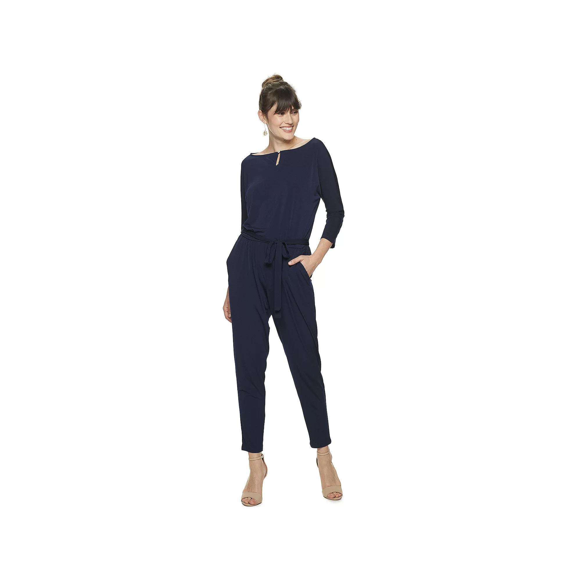 Women's Nina Leonard Solid Ankle Jumpsuit,  Product Image
