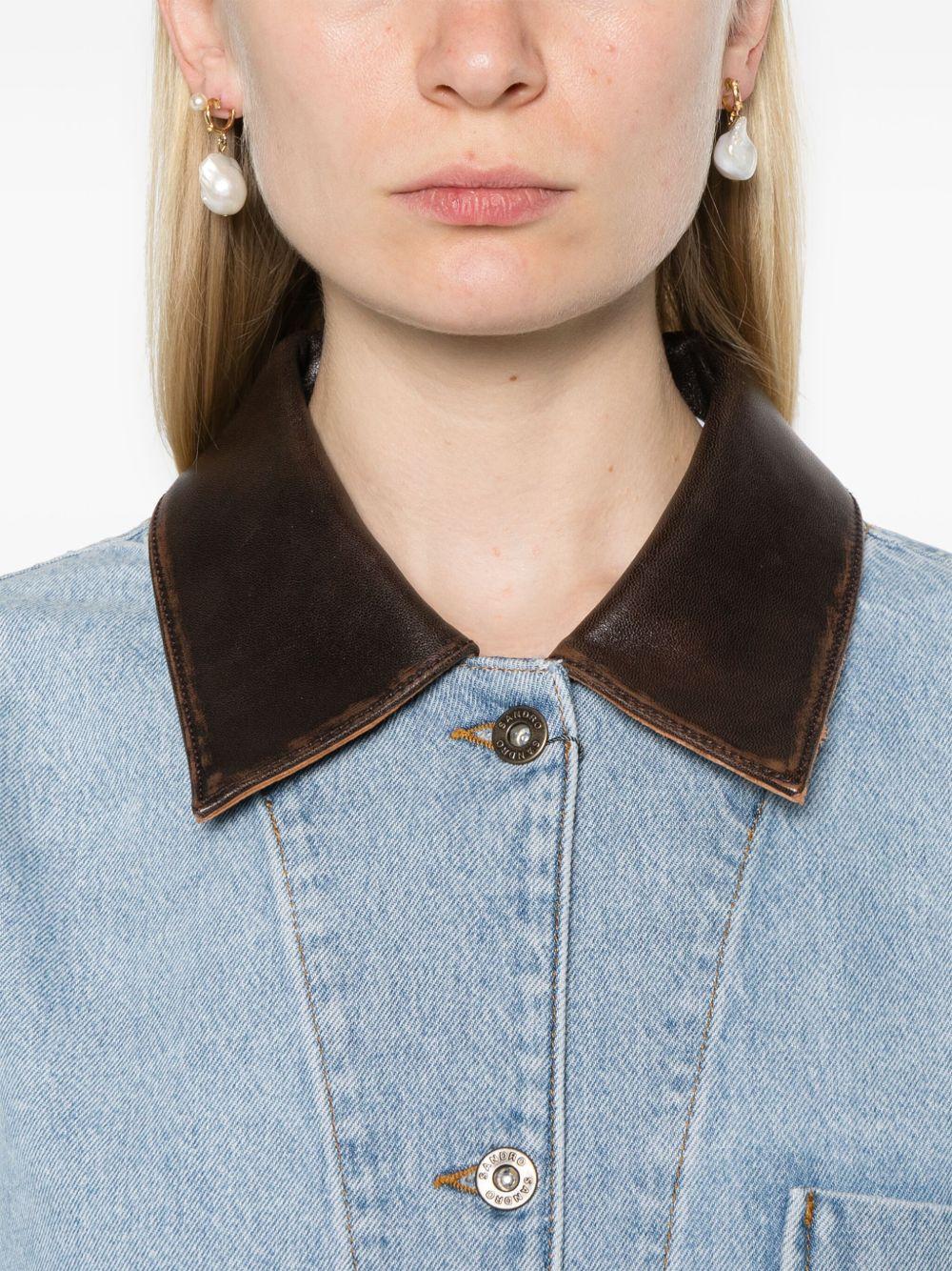 contrasting-collar denim jacket Product Image