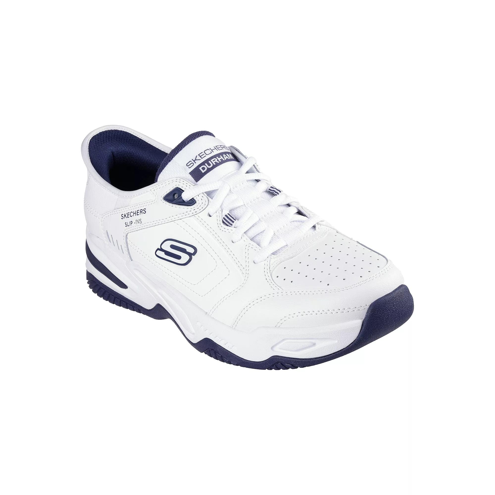 Skechers Hands Free Slip-ins® Relaxed Fit® Durham Delvor Men's Shoes, Size: 12 XW, White Navy Product Image