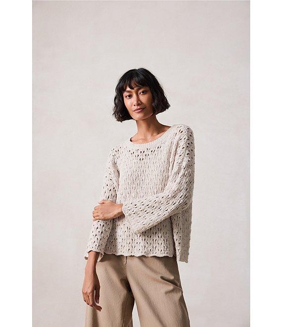 Eileen Fisher Organic Cotton Cashmere Blend Fluff Bracelet Sleeve Sweater Product Image