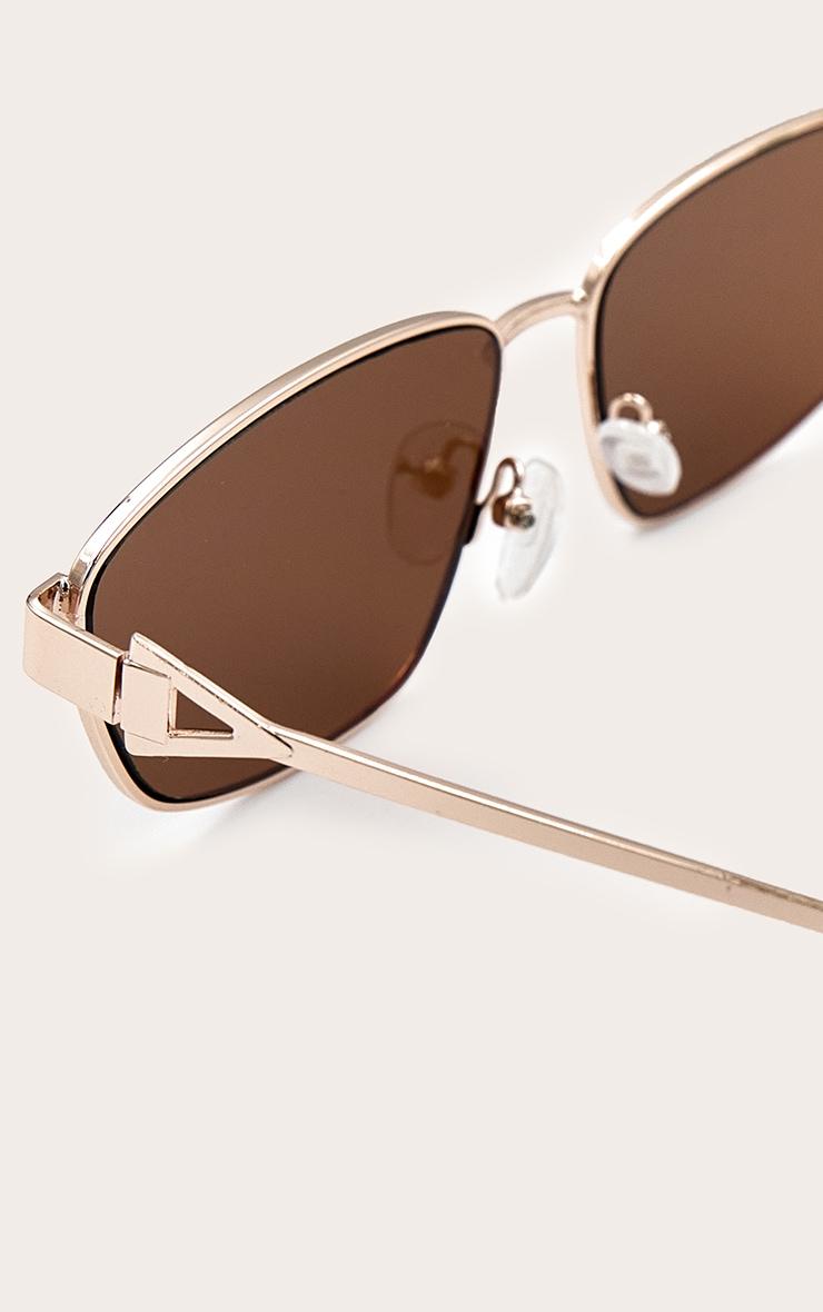 Gold Metal Frame Square Angled Sunglasses Product Image