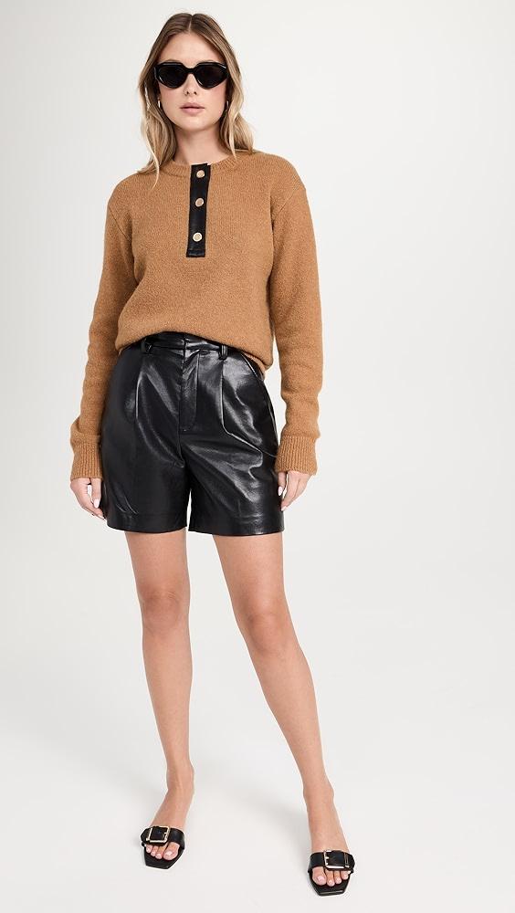 FRAME Leather Placket Henley | Shopbop Product Image