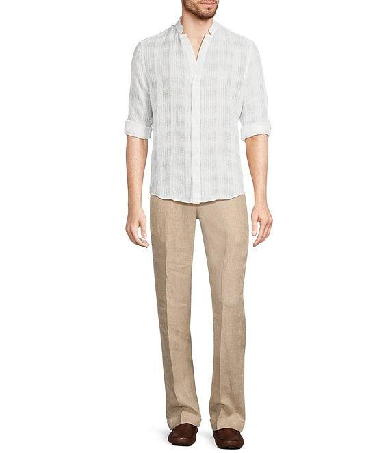 Murano Baird McNutt Linen Classic Fit Plaid Textured Long Sleeve Woven Shirt Product Image