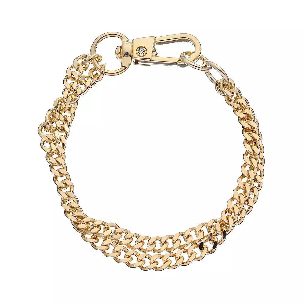 Juvell 18k Gold Plated Cubic Zirconia Double-Row Chain Bracelet, Women's, Two Tone Product Image