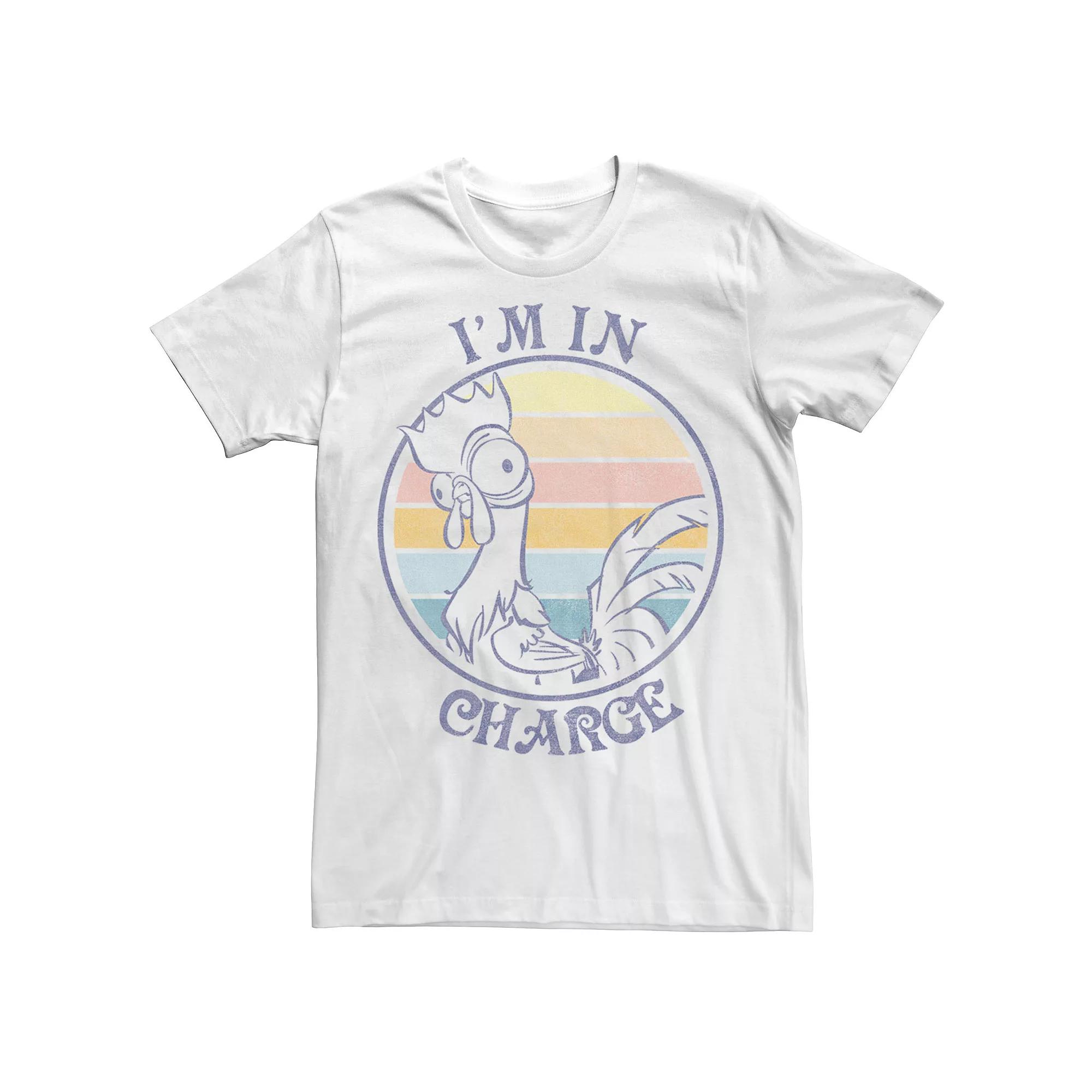 Disney's Moana Hei Hei I'm In Charge Sunset Fleece Men's Tee, Size: XXL, White Product Image