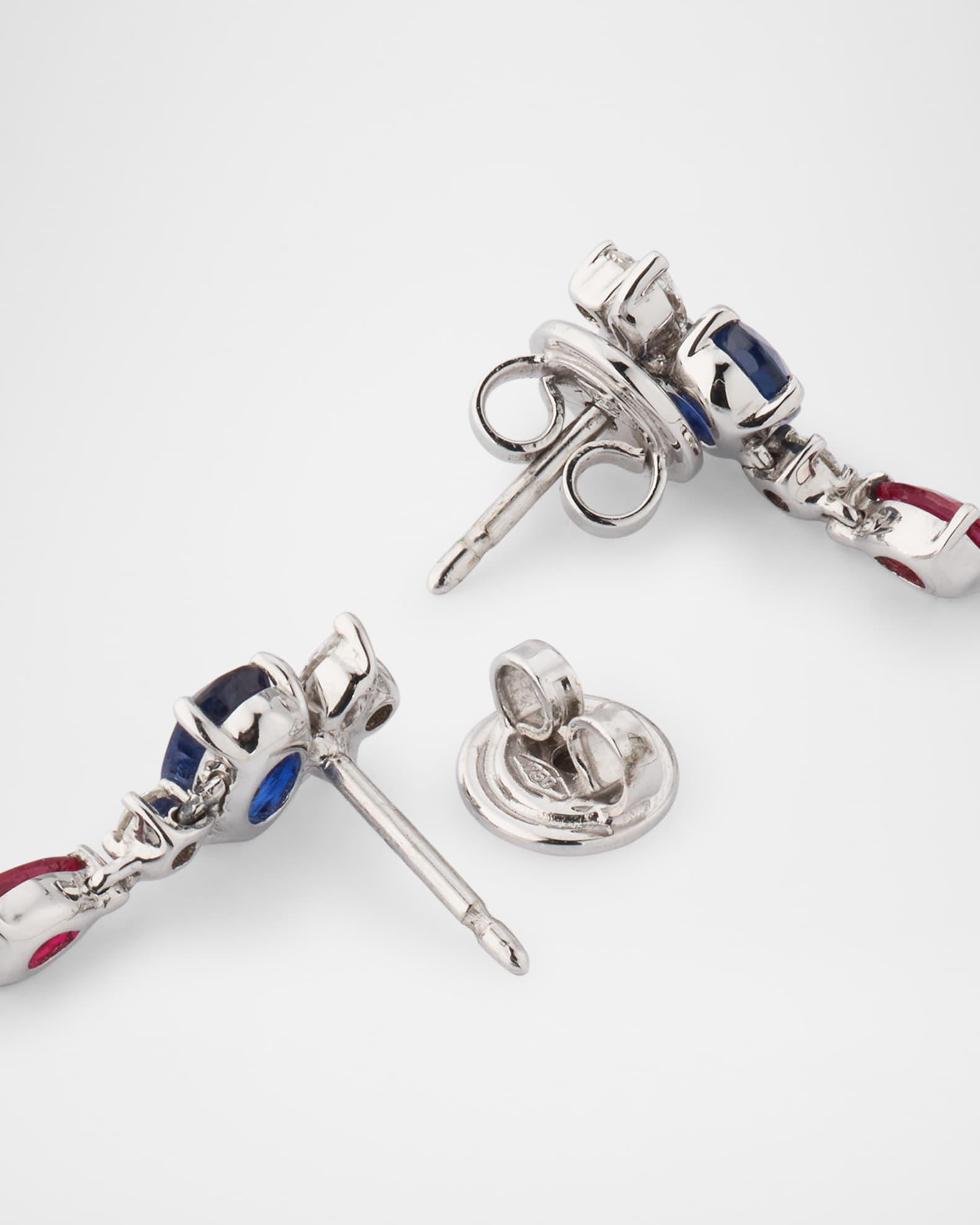 18K White Gold Tricolor Gemstone Earrings Product Image
