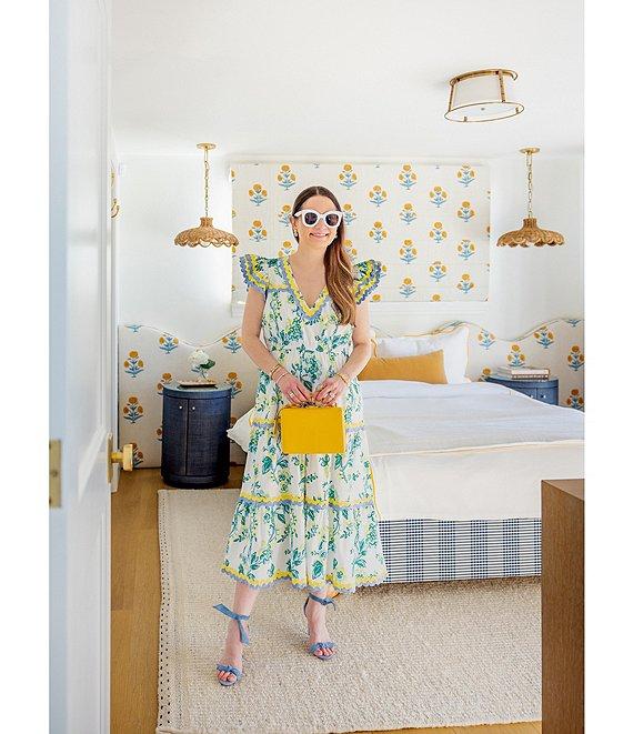 SAIL to SABLE x Style Charade Floral Print V-Neck Flutter Sleeve Midi Dress Product Image