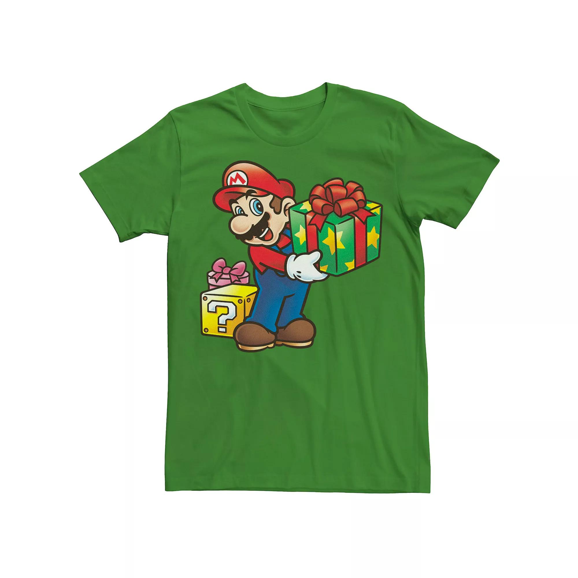Men's Nintendo Super Mario Wrapped Christmas Presents Tee,  Product Image