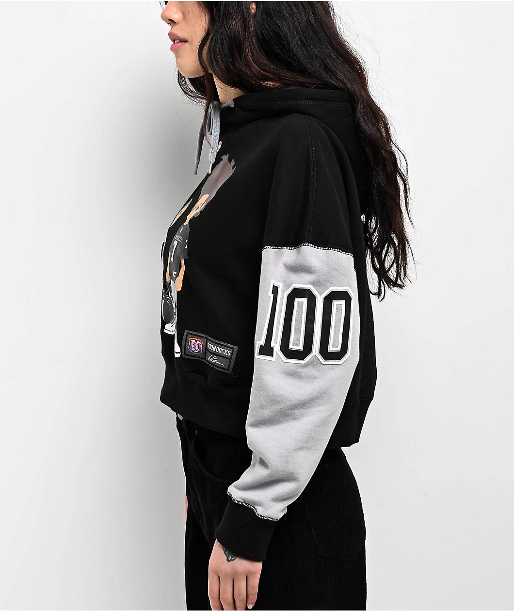 The Boondocks Riley & Huey Black & Grey Crop Hoodie Product Image