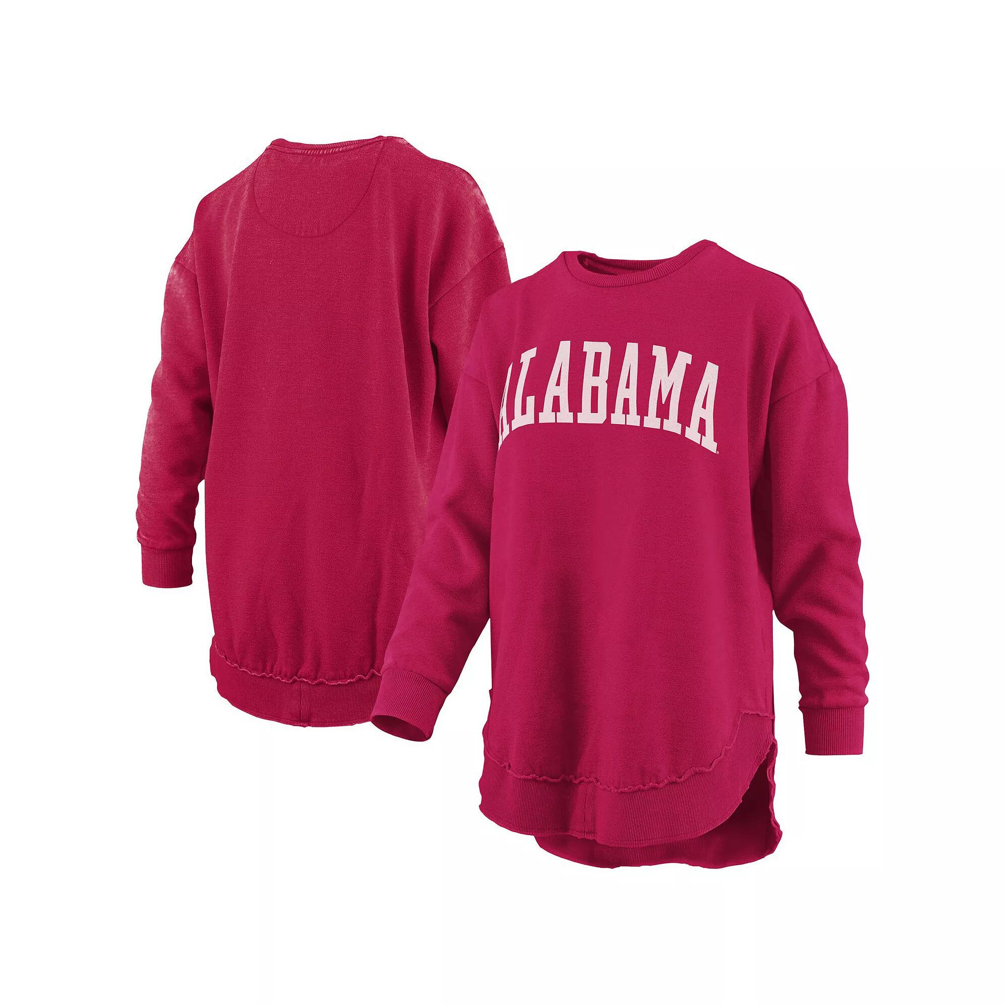 Women's Pressbox Cardinal Arkansas Razorbacks Melange Poncho Vintage Fleece Long Sleeve Pullover Sweatshirt,  Product Image