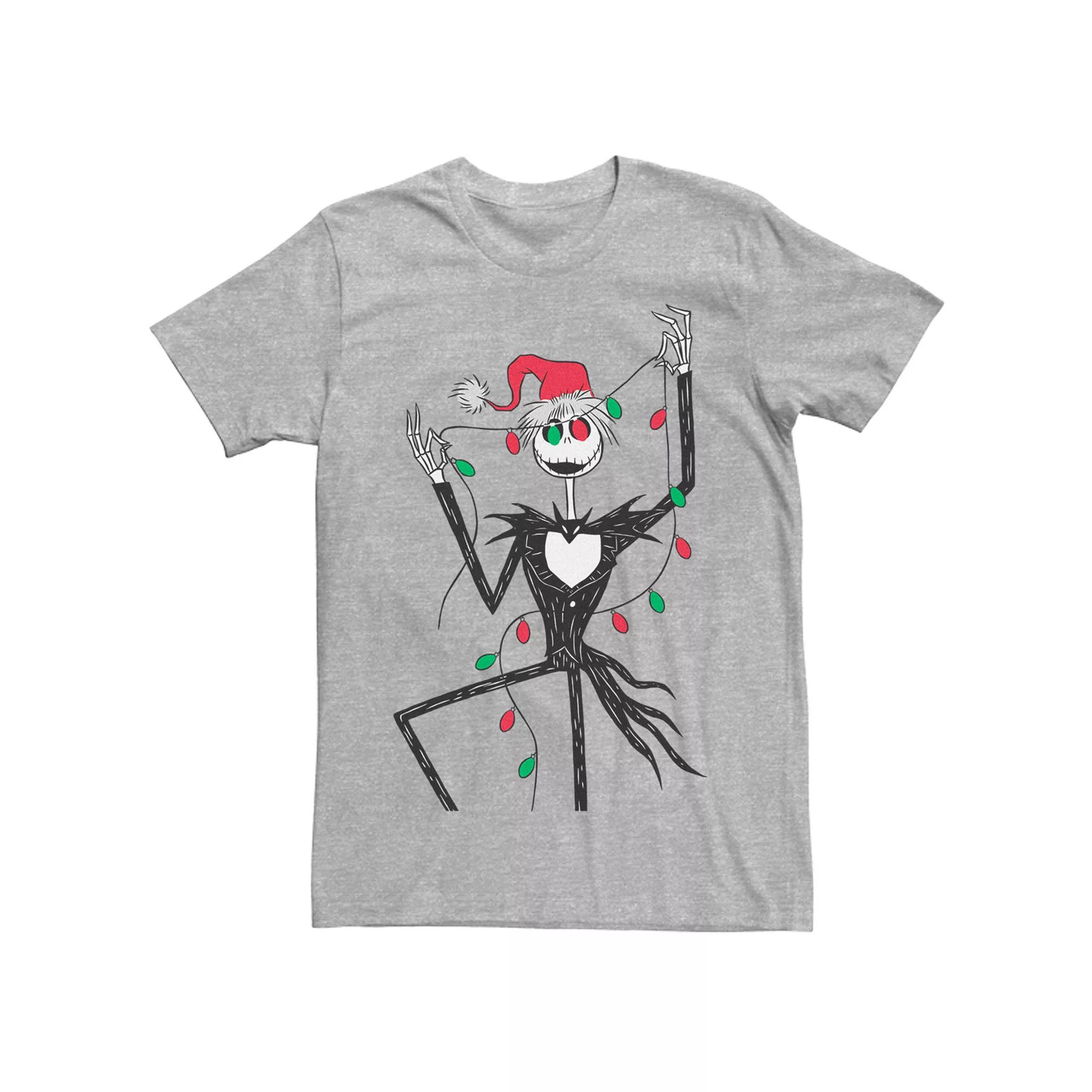 Men's Nightmare Before Christmas Jack Red And Green Christmas Lights Tee,  Product Image