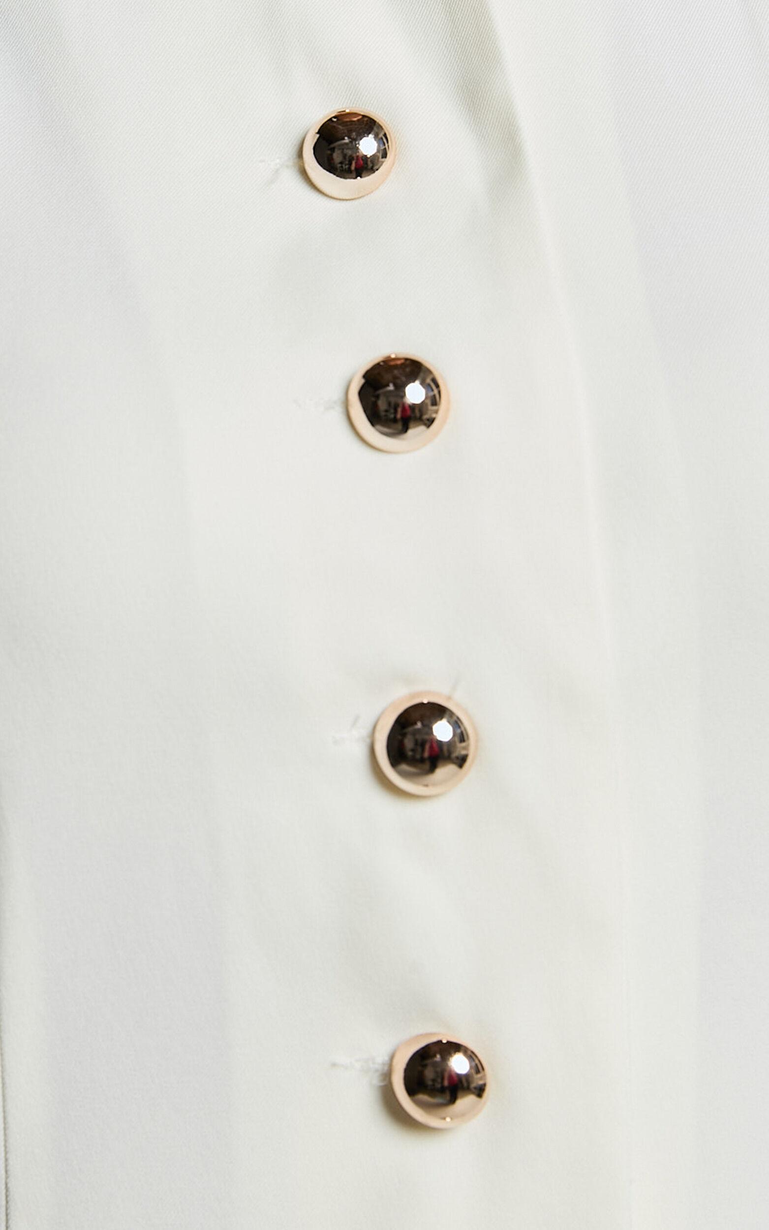 Helen Mini Dress - Collared Button Down Mini Dress in White Product Image