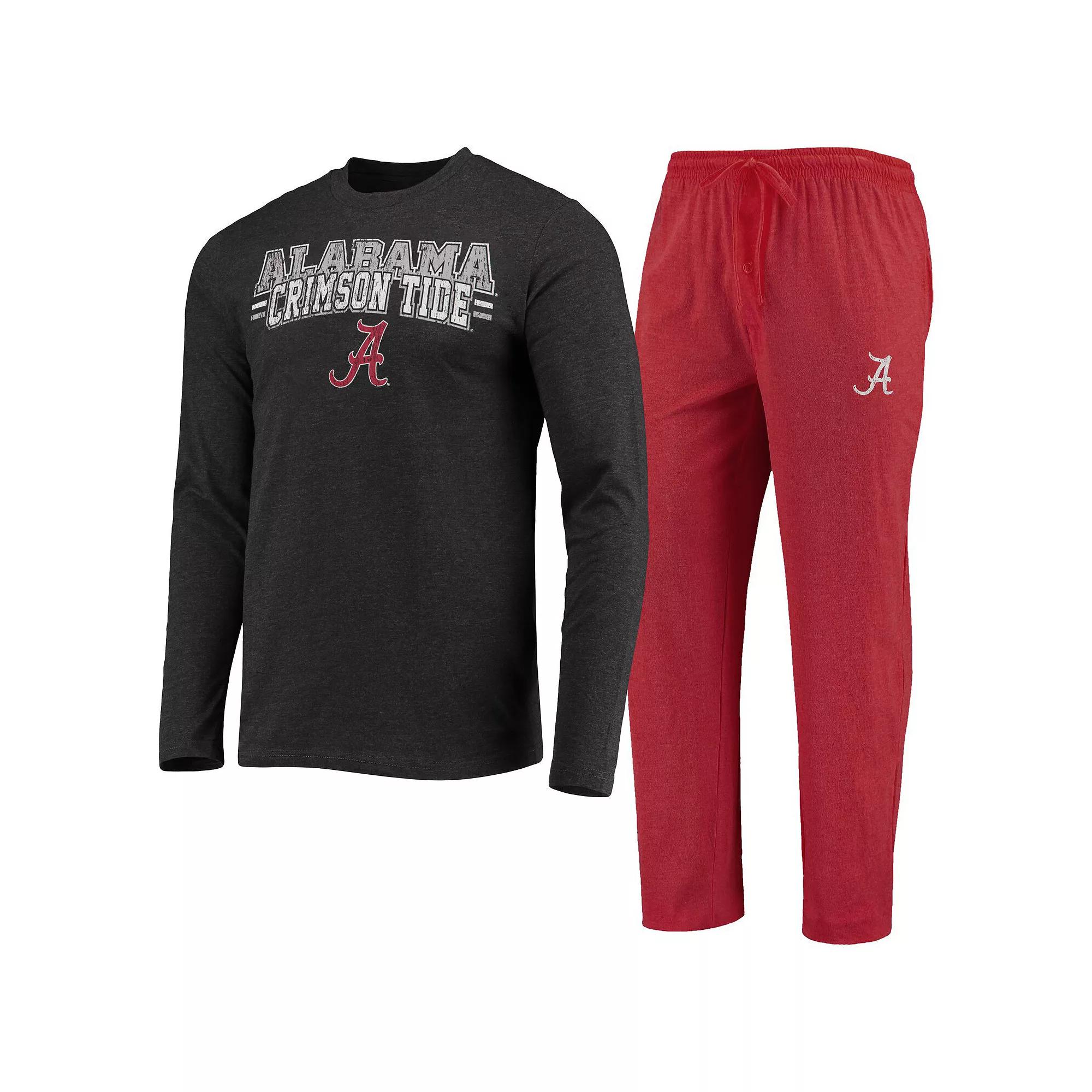 Men's Concepts Sport Crimson/Heathered Charcoal Alabama Crimson Tide Meter Long Sleeve T-Shirt & Pants Sleep Set, Size: Small Product Image