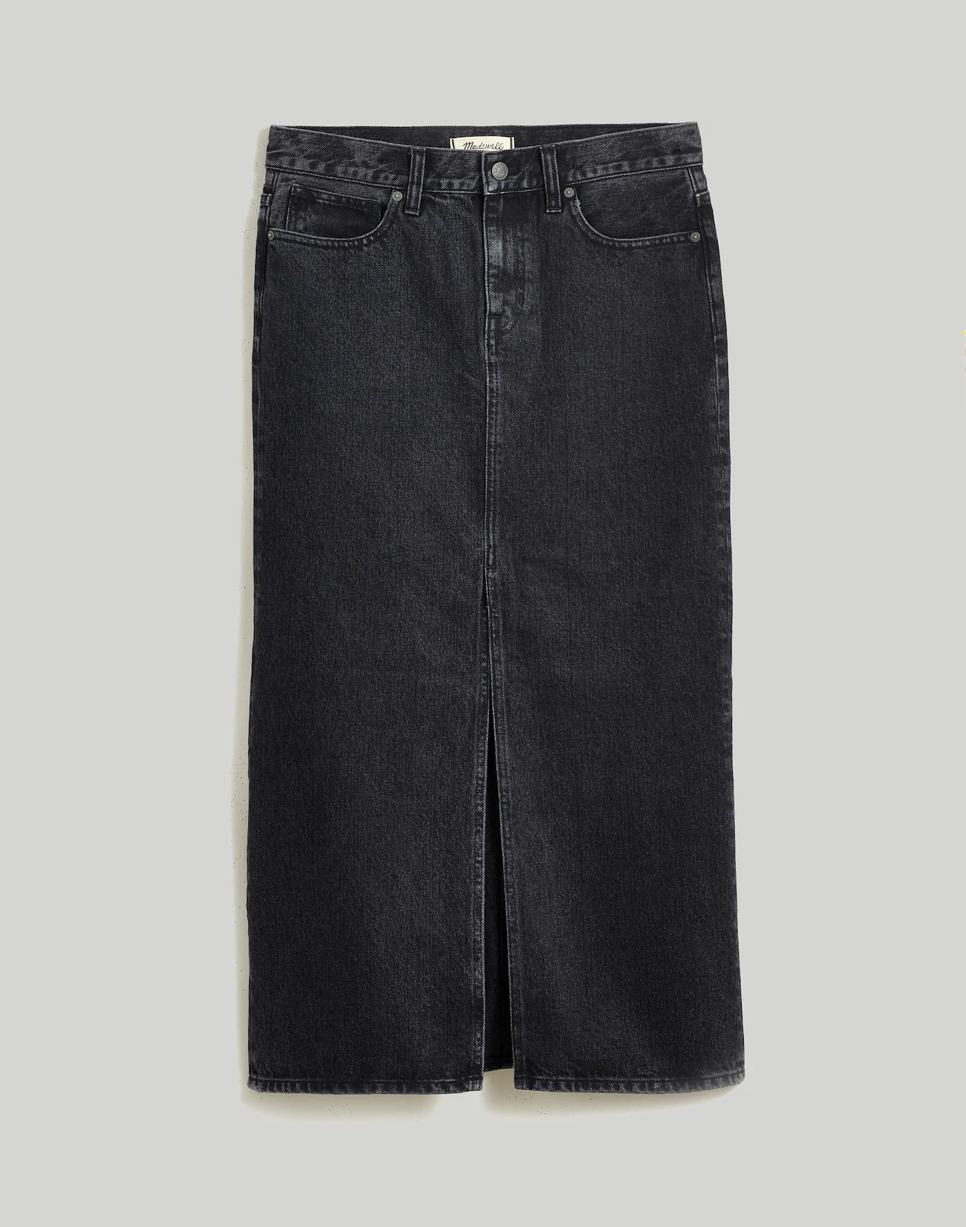 Denim Mid-Rise Maxi Skirt in Lunar Wash Product Image