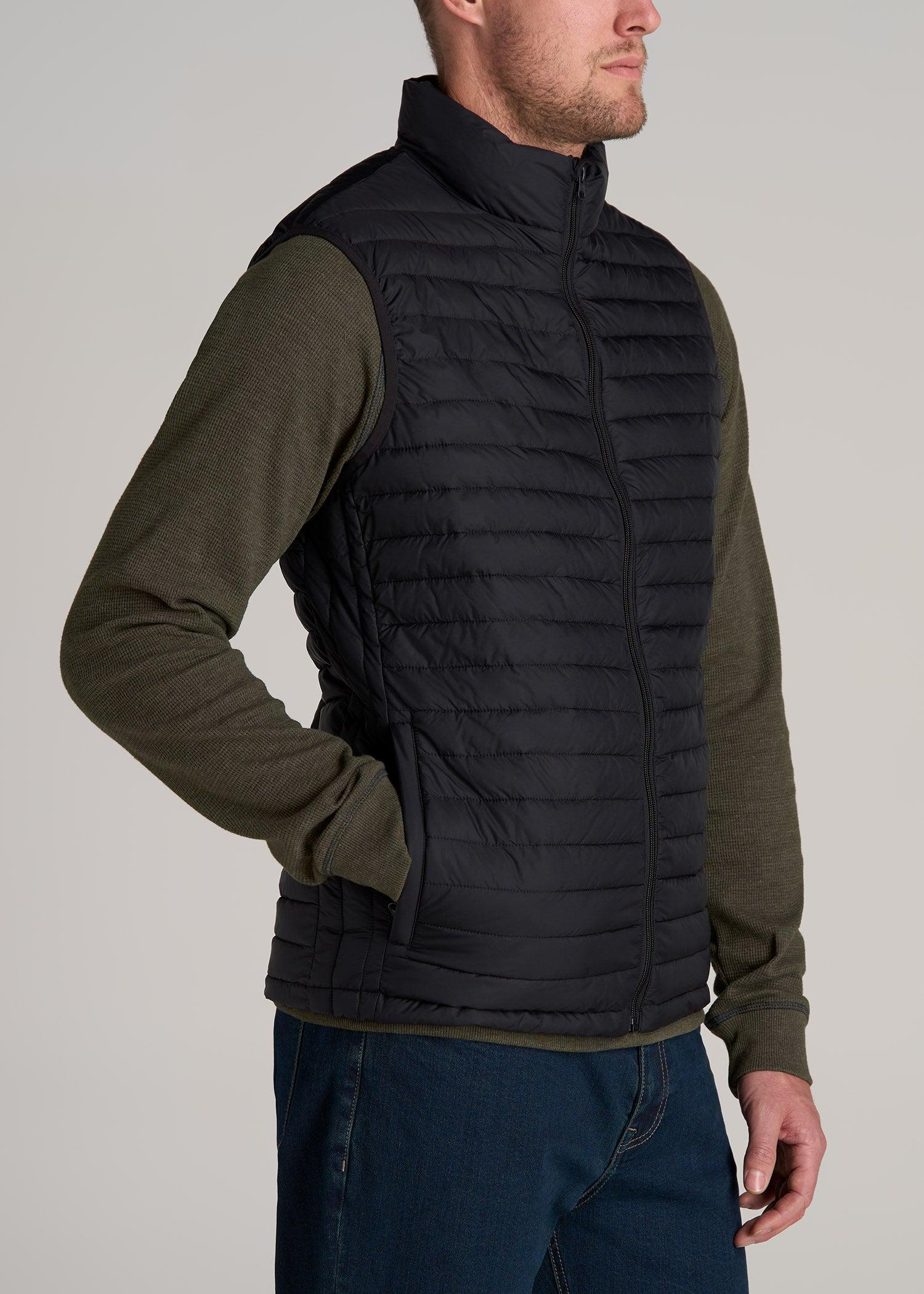 Packable Puffer Vest for Tall Men in Black Male Product Image