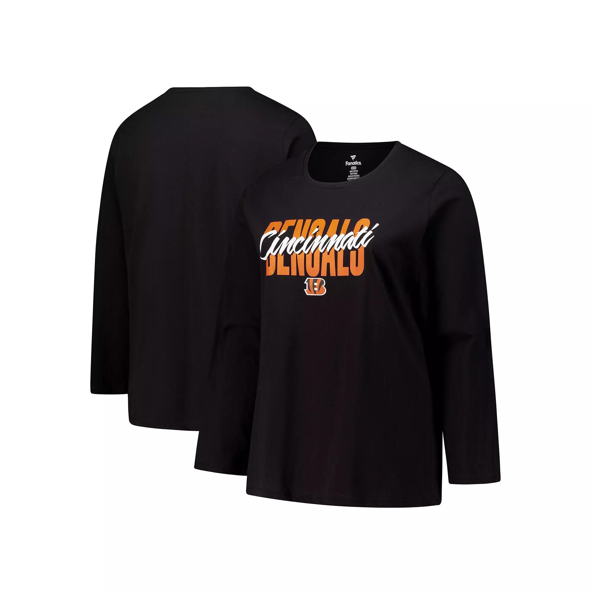Women's Fanatics Black Cincinnati Bengals Long Sleeve Scoop Neck T-Shirt,  Product Image