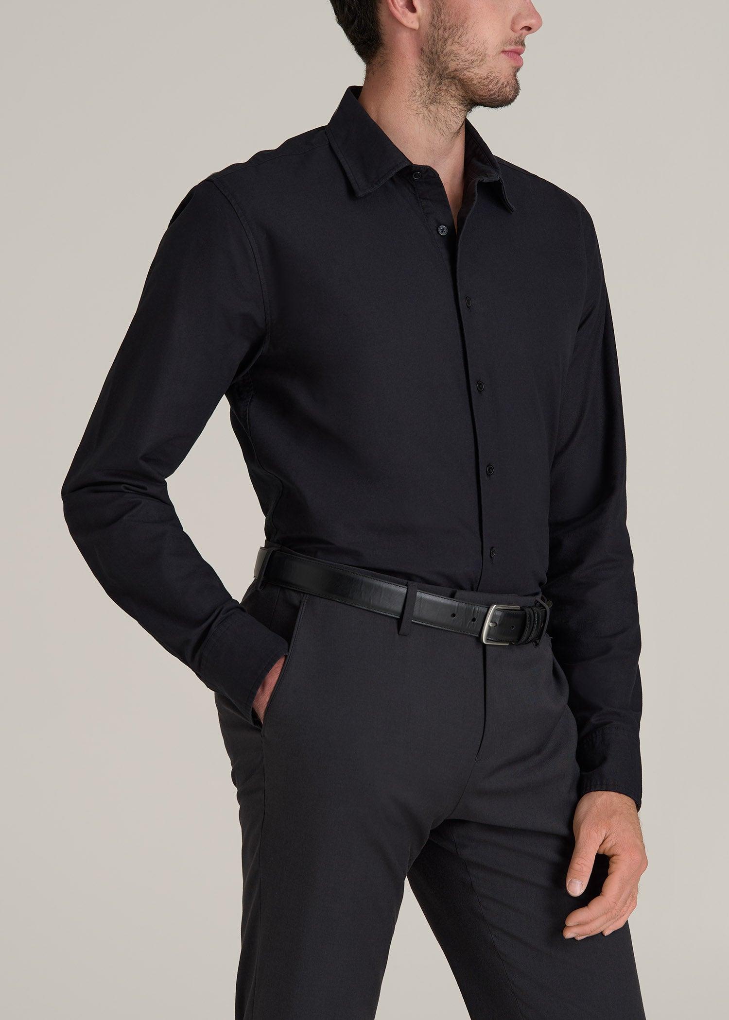 Pinpoint Oxford Shirt for Tall Men in Black Male Product Image